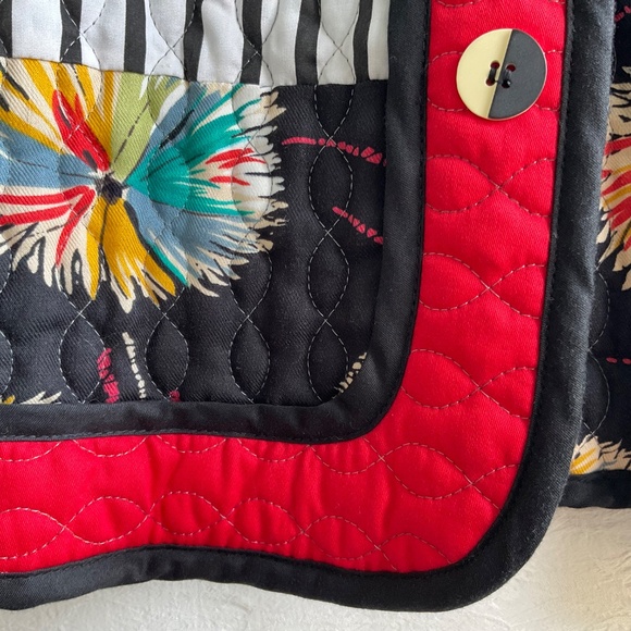 Jeanne Marc Vest Vintage ‘80s Quilted Cotton Open Waistcoat Boho Graphic Size M - Picture 6 of 14